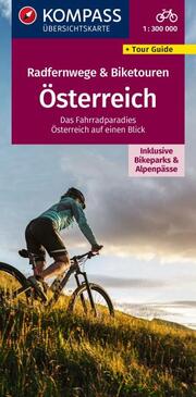 KOMPASS Radfernwegekarte & Biketouren Österreich - Übersichtskarte 1:300.000