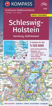 KOMPASS Großraum-Radtourenkarte 3701 Schleswig-Holstein, Hamburg, Ostfriesland 1:125.000
