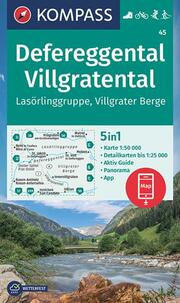 KOMPASS Wanderkarte 45 Defereggental, Villgratental, Lasörlinggruppe, Villgrater Berge 1:50.000 - Cover