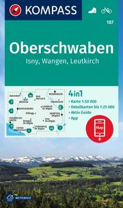 KOMPASS Wanderkarte 187 Oberschwaben, Isny, Wangen, Leutkirch 1:50.000 - Cover
