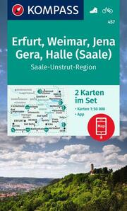 KOMPASS Wanderkarten-Set 457 Erfurt, Weimar, Jena, Gera, Halle (Saale) (2 Karten) 1:50.000 - Cover
