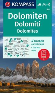 KOMPASS Wanderkarten-Set 672 Dolomiten, Dolomiti, Dolomites (4 Karten) 1:35.000 - Cover