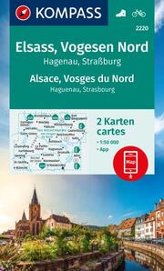 KOMPASS Wanderkarten-Set 2220 Elsass, Vogesen Nord, Hagenau, Straßburg/Alsace, Vosges du Nord, Haguenau, Strasbourg (2 Karten) 1:50.000
