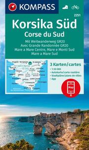 KOMPASS Wanderkarten-Set 2251 Korsika Süd. Mit Weitwanderweg GR20/Corse du Sud. Avec Grande Randonnée GR20 (3 Karten) 1:50.000