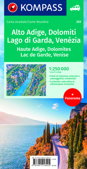 KOMPASS Autokarte Südtirol, Dolomiten, Gardasee, Venedig 1:250.000 - Abbildung 2