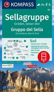KOMPASS Wanderkarte 59 Sellagruppe, Gröden, Seiseralm/Gruppo del Sella, Val Gardena, Alpe di Siusi 1:50.000