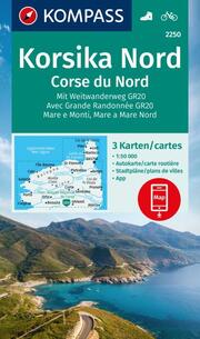KOMPASS Wanderkarten-Set 2250 Korsika Nord, Corse du Nord, Weitwanderweg GR20 (3 Karten) 1:50.000 - Cover