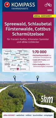 KOMPASS Fahrradkarte 3370 Spreewald, Schlaubetal, Fürstenwalde, Cottbus, Scharmützelsee 1:70.000