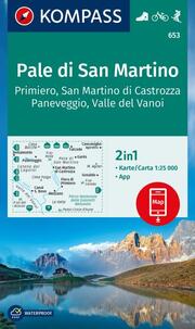 KOMPASS Wanderkarte 653 Pale di San Martino, Primiero San Martino di Castrozza, Paneveggio, Valle del Vanoi 1:25.000