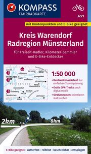 KOMPASS Fahrradkarte 3221 Kreis Warendorf - Radregion Münsterland mit Knotenpunkten 1:50.000
