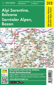 Sarntaler Alpen, Bozen, Wander-Radkarte 1:50 000 - Abbildung 1