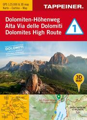 3D-Wanderkarte Dolomiten-Höhenweg 1 - Cover