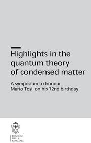 Highlights in the quantum theory of condensed matter - Cover