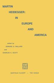 Martin Heidegger in Europe and America - Cover