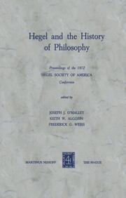 Hegel and the History of Philosophy - Cover