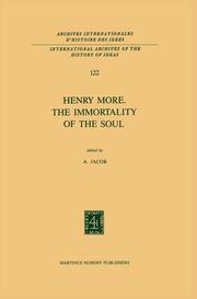 Henry More, the Immortality of the Soul - Cover