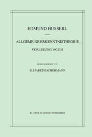Allgemeine Erkenntnistheorie Vorlesung 1902/03