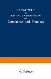 Catalogue of Old and Modern Books on Commerce and Finances - Cover