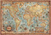 Moderne Weltkarte im Antikstil, matt lackiert