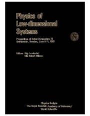 Physics Of Low-dimensional Systems - Proceedings Of Nobel Symposium 73 - Cover