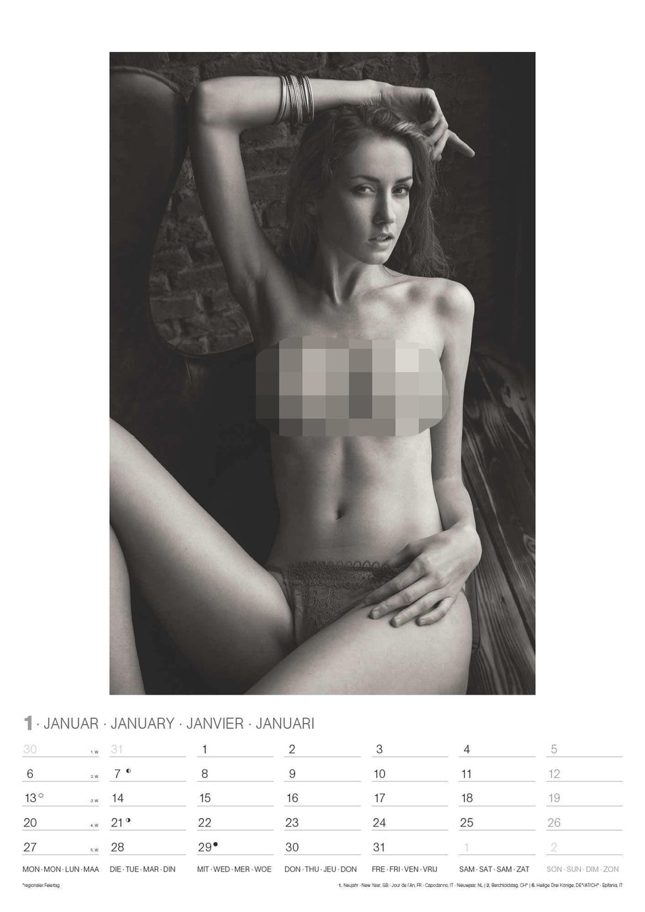 Naked 2025 - Wand-Kalender - 29,7x42 - Erotik-Kalender - Frauen