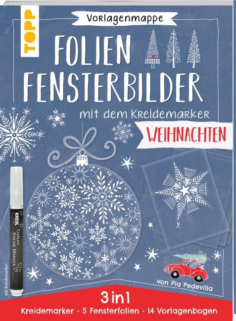 Vorlagenmappe Folien-Fensterbilder mit dem Kreidemarker - Weihnachten von  Pia Pedevilla (kartoniertes Buch)