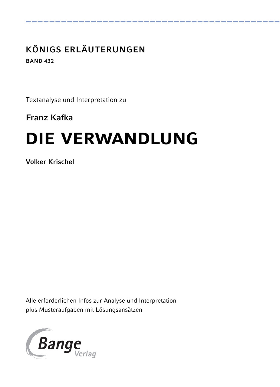 Die Verwandlung von Franz Kafka - Textanalyse und Interpretation (E-Book,  PDF)